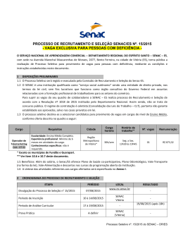 EDITAL DE RECRUTAMENTO E SELE&Ccedil;&Atilde;O SENAC/ES N&ordm;