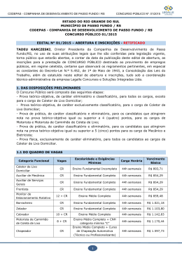 Retifica&ccedil;&atilde;o N&deg; 03 Edital Concurso CODEPAS &ndash; Prazo de Inscri&ccedil;&atilde;o