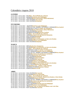Calendário viagens 2010 - Papa