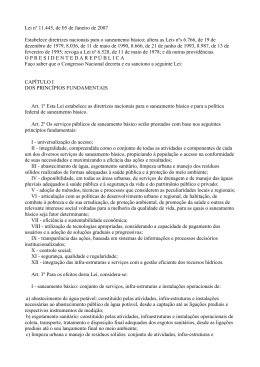 Lei 11445 2007 DIRETRIZES SANEAMENTO B&Aacute;SICO