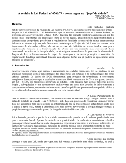 A revis&atilde;o da Lei Federal n&ordm; 6766/79 &ndash; novas regras - IPRA