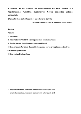 A Revis&atilde;o da Lei Federal de Parcelamento do Solo Urbano e a