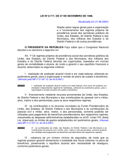 LEI N&ordm; 9.717, DE 27 DE NOVEMBRO DE 1998. (Atualizada em