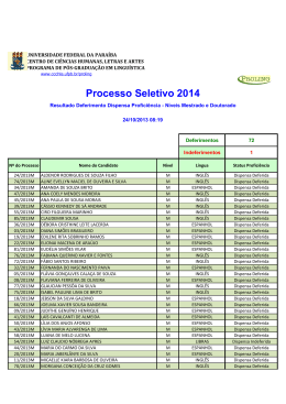 Inscri&ccedil;&atilde;o Sele&ccedil;&atilde;o 2014 - CCHLA - Universidade Federal da Para&iacute;ba