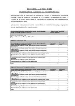 1 CONCORR&Ecirc;NCIA AA N&ordm; 07/2009 - BNDES ATA DA REUNI&Atilde;O DE