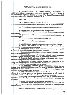 PORTARIA N&Ecirc; 326, DE 28 DE JUNHO DE 2013.