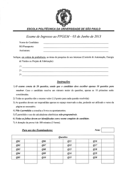 Exame de Ingresso ao PPGEM