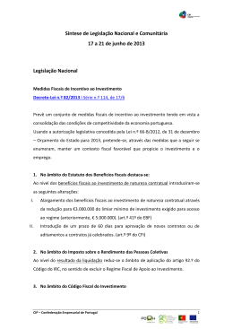 S&iacute;ntese de Legisla&ccedil;&atilde;o Nacional e Comunit&aacute;ria 17 a 21 de junho de