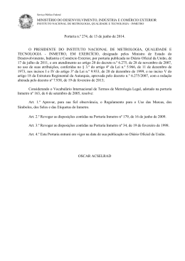 Portaria n.&ordm; 274, de 13 de junho de 2014. O PRESIDENTE