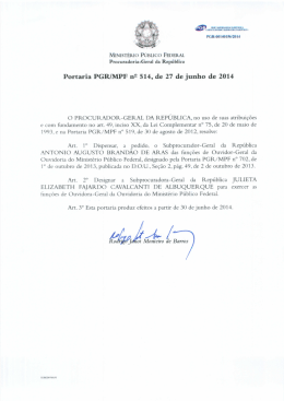 Portaria PGR/MPF 112 514, de 27 de junho de 2014