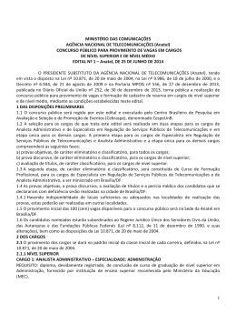 Edital - CESPE / UnB - Universidade de Bras&iacute;lia