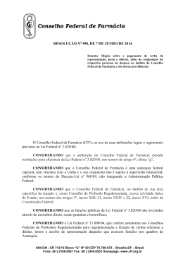 resolu&ccedil;&atilde;o n&ordm; 598 - Conselho Federal de Farm&aacute;cia