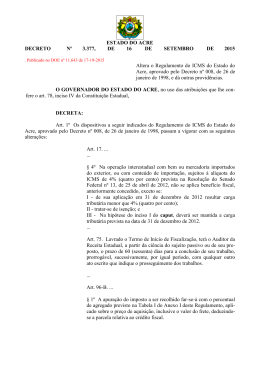 ESTADO DO ACRE DECRETO N&ordm; 3.377, DE 16 DE