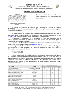 Edital 039-2013 - Diretoria de Assuntos Acad&ecirc;micos