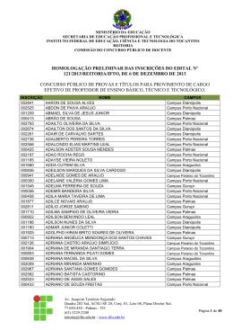 Resultado Preliminar das Inscri&ccedil;&otilde;es