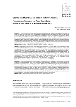 Gest&atilde;o das mudan&ccedil;as no sistema de sa&uacute;de