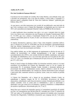 An&aacute;lise do PL 4.330 Por Jos&eacute; Geraldo de Santana Oliveira