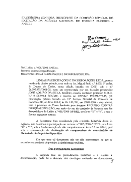 recurso linear participações e incorporações ltda.