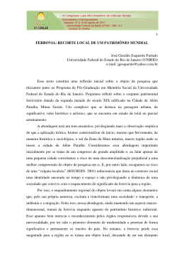 FERROVIA: RECORTE LOCAL DE UM PATRIM&Ocirc;NIO MUNDIAL