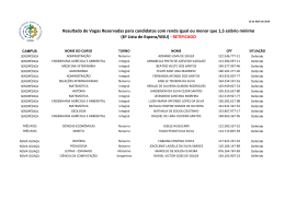 Resultado de Vagas Reservadas para candidatos com renda