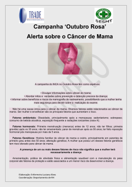 Campanha `Outubro Rosa` Alerta sobre o Câncer de Mama