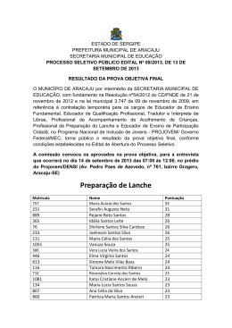 Edital nº 08/2013, lista dos classificados