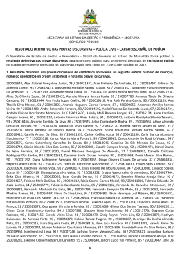 RESULTADO DEFINITIVO DAS PROVAS