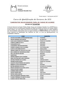 Rela&ccedil;&atilde;o Final dos Alunos Selecionados - Estado de - EAD
