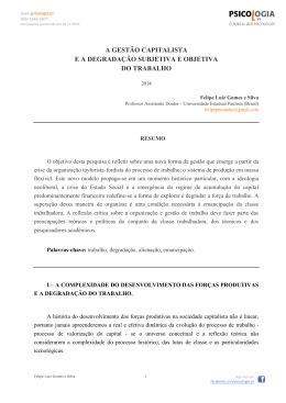 a gest&atilde;o capitalista e a degrada&ccedil;&atilde;o subjetiva e objetiva do trabalho