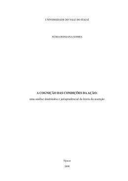 A COGNIÇÃO DAS CONDIÇÕES DA AÇÃO: uma análise