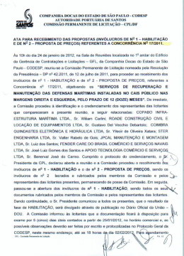 ata para recebimentd das propostas {invólucrds de ¡nie 1