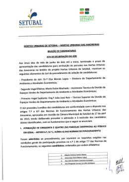 Hortas Urbanas - Ata da seleção de candidaturas