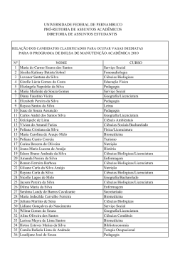 Resultado da sele&ccedil;&atilde;o do Programa de Bolsa de Manuten&ccedil;&atilde;o