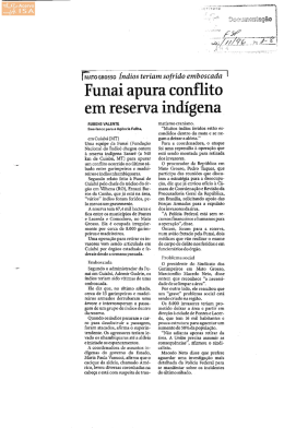 Funai apura conﬂito em reserva indígena