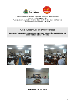 Relat&oacute;rio da I Consulta P&uacute;blica de Res&iacute;duos S&oacute;lidos