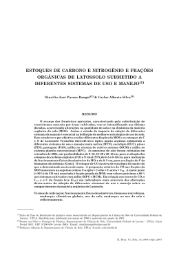 ESTOQUES DE CARBONO E NITROG&Ecirc;NIO E FRA&Ccedil;&Otilde;ES