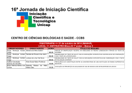 16&ordf; Jornada de Inicia&ccedil;&atilde;o Cient&iacute;fica