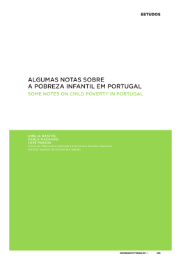 ALguMAS NOTAS SOBRE A pOBREzA INfANTIL EM pORTugAL