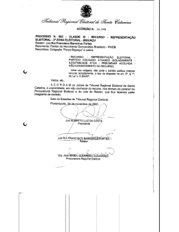 AC&Oacute;RD&Atilde;O N. 16 . 846 - Tribunal Regional Eleitoral de Santa Catarina