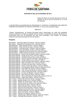 PORTARIA N&ordm; 005, DE 25 DE MAR&Ccedil;O DE 2014. Elogia Servidores