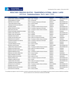 resultado i processo seletivo - transfer&ecirc;ncia externa