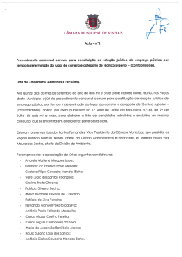 Acta N.&ordm; 2 - Lista de candidatos admitidos e exclu&iacute;dos