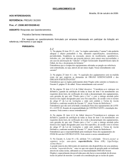 Esclarecimento VII relativo ao Pregão 35/2009