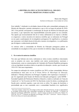 A HIST&Oacute;RIA DA EDUCA&Ccedil;&Atilde;O EM PORTUGAL, 2010