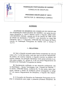federa&ccedil;&atilde;o portuguesa de xadrez conselho de disciplina