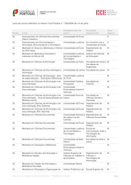 Lista de cursos referidos no Anexo II da Portaria n.º 756/2009 de 14