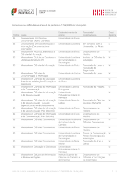 Lista de cursos referidos no Anexo II da portaria n.º 756/2009 de 14