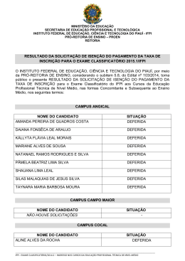 RESULTADO DA SOLICITA&Ccedil;&Atilde;O DE ISEN&Ccedil;&Atilde;O DO