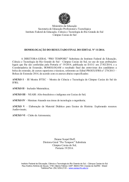 Homologa&ccedil;&atilde;o Edital N&ordm; 11/2014 - Bolsas de Extens&atilde;o