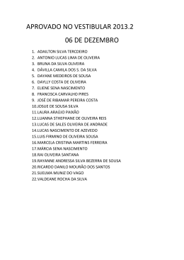 APROVADO NO VESTIBULAR 2013.2 06 DE DEZEMBRO